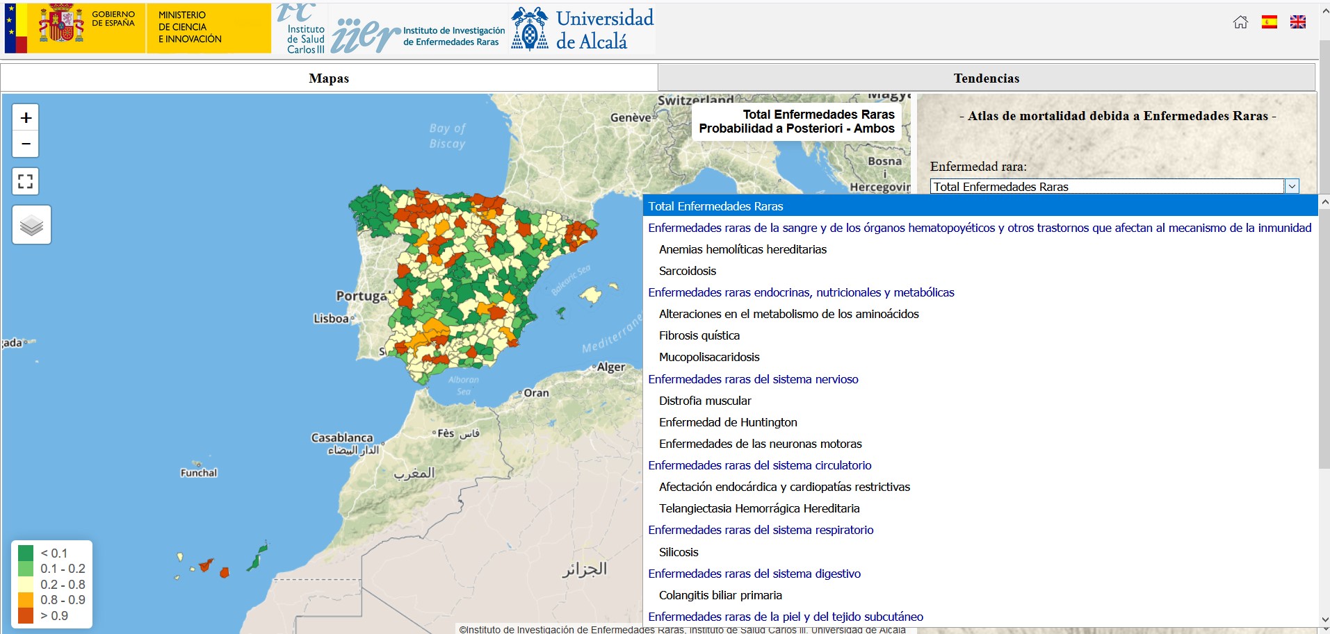Atlas de Mortalidad debida a enfermedades raras en España
