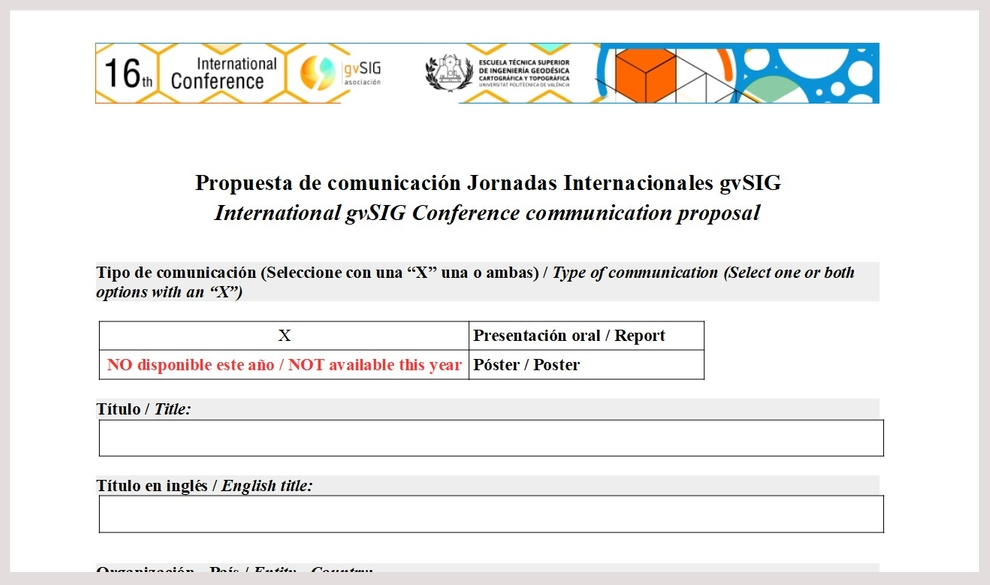 Pantallazo plantilla comunicaciones para las 16as Jornadas Internacionales gvSIG