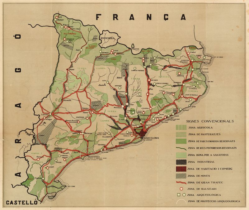 Pla de distribució en zones del territori català 1932