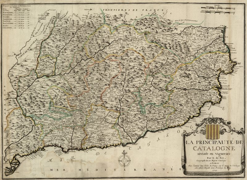 Principauté de Catalogne divisée en vigueries 1714